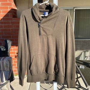 Men’s H&M Divided Olive Green Mock Neck Asymmetrical Quarter Zip Long Sleeve